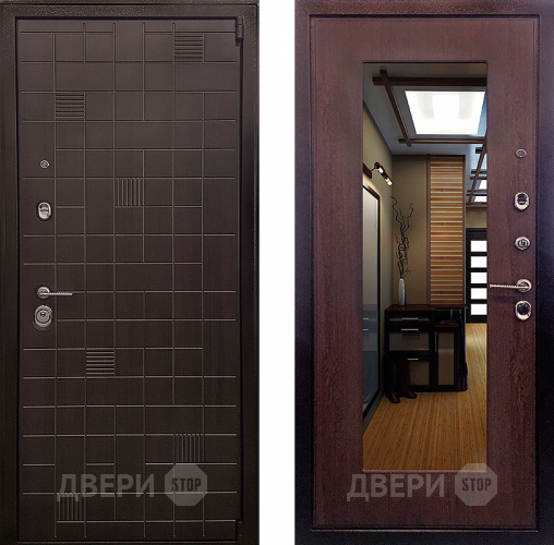 Входная металлическая Дверь Ратибор Силуэт зеркало 3К Венге капучино в Краснознаменске
