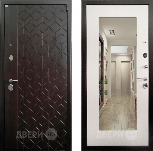 Входная металлическая Дверь Ратибор Квант зеркало 3К Лиственница в Краснознаменске
