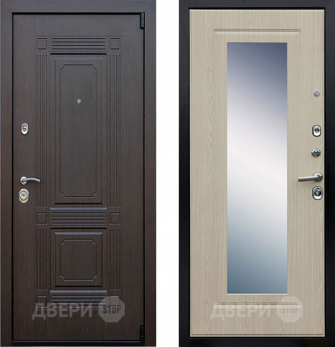 Входная металлическая Дверь Йошкар Викинг с зеркалом Белёный  дуб в Краснознаменске