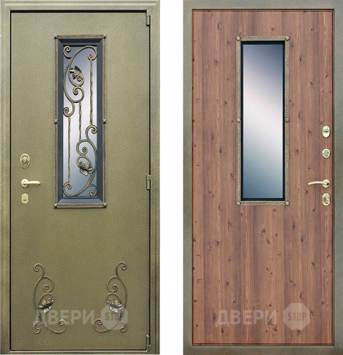 Входная металлическая Дверь Йошкар с окном и ковкой в Краснознаменске