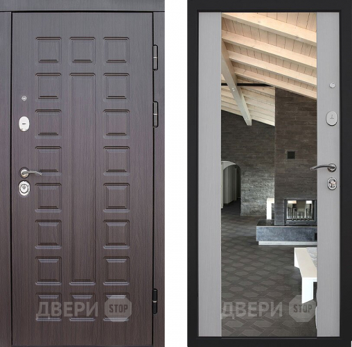Входная металлическая Дверь S01 2К Зеркало Лиственница белая в Краснознаменске
