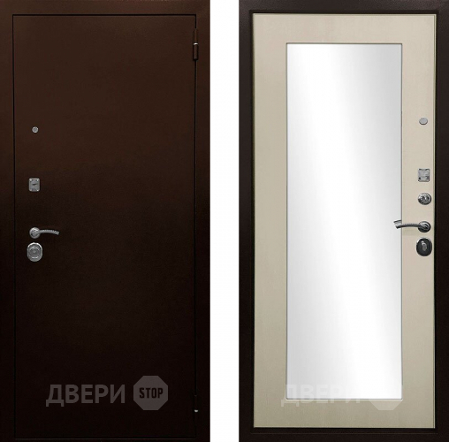 Входная металлическая Дверь Ратибор Оптима 3К зеркало Лиственница беж в Краснознаменске