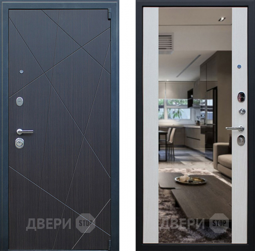 Входная металлическая Дверь АСД Вектор с зеркалом Лиственница белая в Краснознаменске