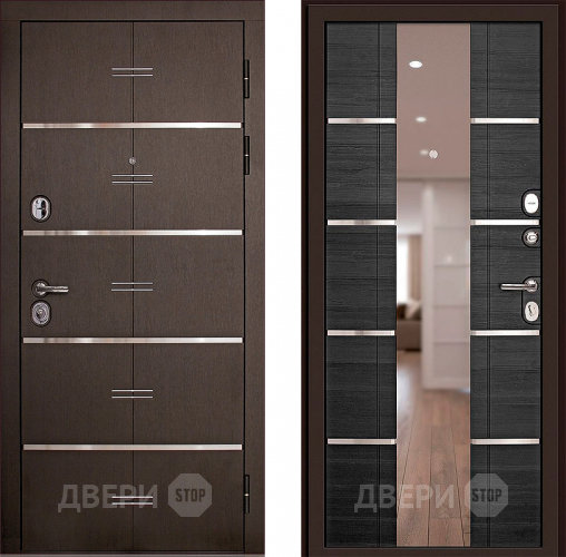 Входная металлическая Дверь (Дверной Континент) Савона с зеркалом Венге в Краснознаменске