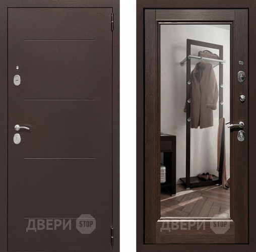 Входная металлическая Дверь Престиж 100 с зеркалом Медь/Венге в Краснознаменске
