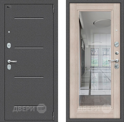 Входная металлическая Дверь Bravo Porta S-2 104/П61 с зеркалом Капучино в Краснознаменске
