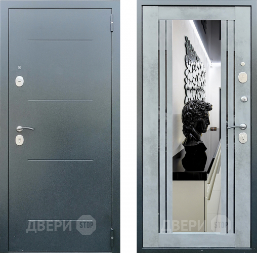 Дверь Престиж Люкс с зеркалом Бетон в Краснознаменске