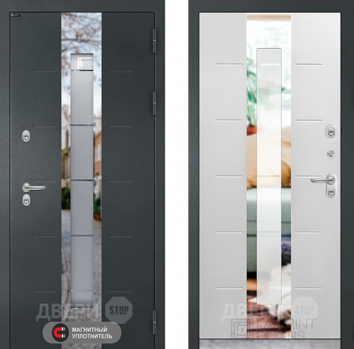Входная металлическая Дверь Лабиринт (LABIRINT) Тундра с терморазрывом и стеклопакетом в Краснознаменске
