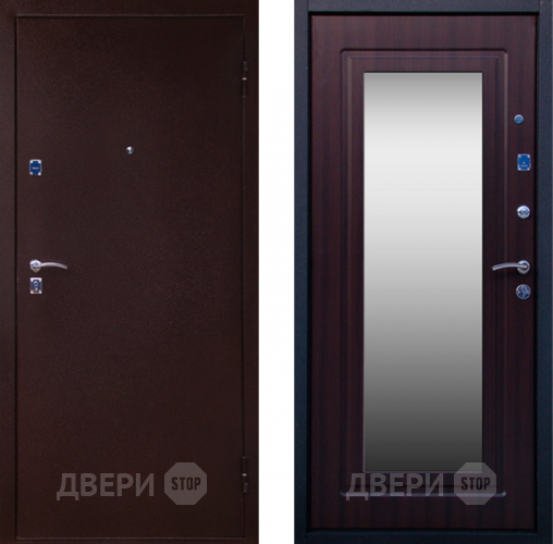 Входная металлическая Дверь СТОП Медь ЗЕРКАЛО Венге в Краснознаменске
