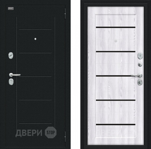 Входная металлическая Дверь Bravo Борн Букле черное/Riviera Ice в Краснознаменске