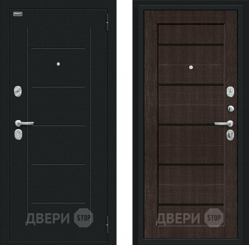 Входная металлическая Дверь Bravo Борн Букле черное/Wenge Veralinga в Краснознаменске