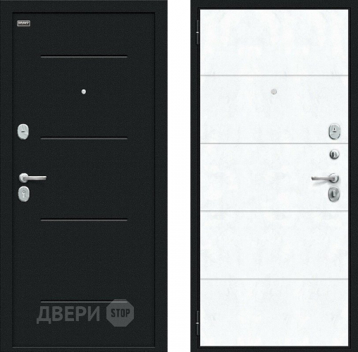 Входная металлическая Дверь внутреннего открывания Bravo Граффити-1 Инсайд Букле черное/Snow Art в Краснознаменске