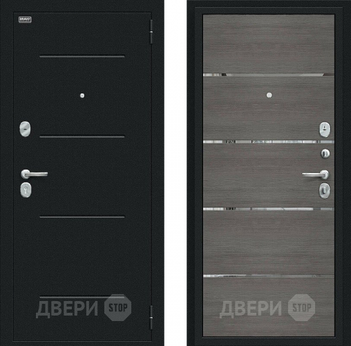 Входная металлическая Дверь Bravo Лайн Букле черное/Grey Veralinga в Краснознаменске