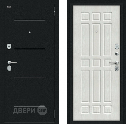 Входная металлическая Дверь Bravo Мило Букле черное/Bianco Veralinga в Краснознаменске