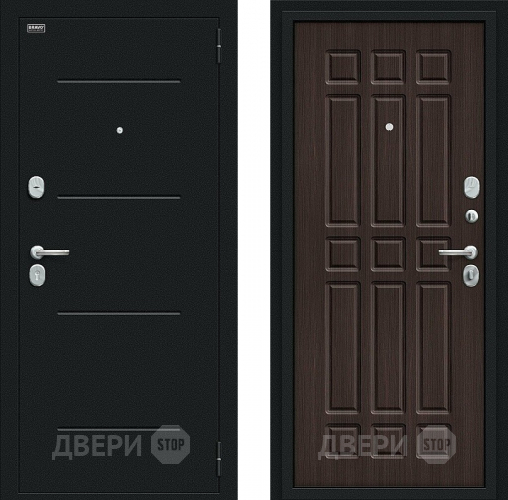 Входная металлическая Дверь Bravo Мило Букле черное/Wenge Veralinga в Краснознаменске