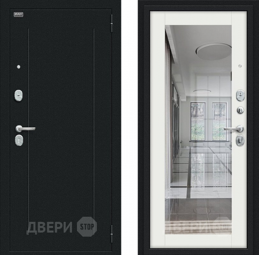Входная металлическая Дверь Bravo Флэш Букле черное/Bianco Veralinga в Краснознаменске