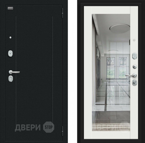 Входная металлическая Дверь Bravo Флэш Букле черное/Off-white в Краснознаменске