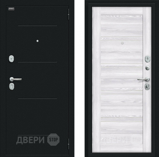 Входная металлическая Дверь Bravo Сити Kale Букле черное/Riviera Ice в Краснознаменске