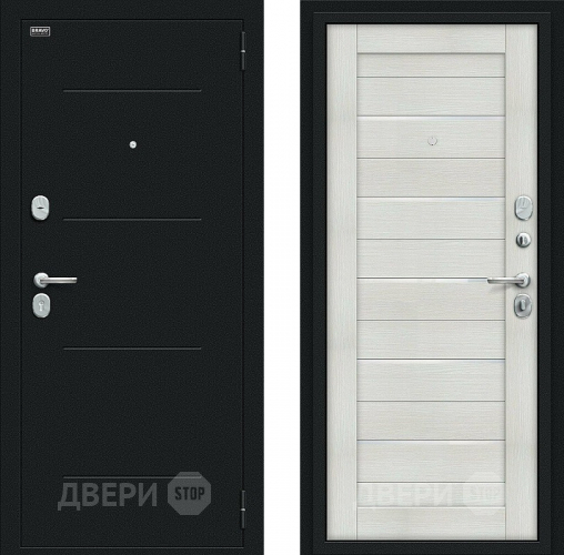 Входная металлическая Дверь Bravo Техно Kale Букле черное/Bianco Veralinga в Краснознаменске