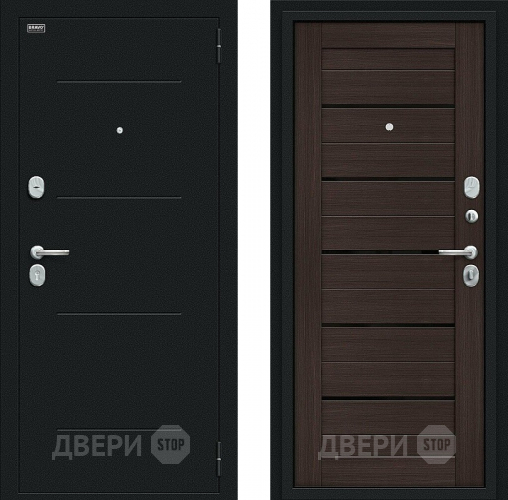 Входная металлическая Дверь Bravo Техно Kale Букле черное/Wenge Veralinga в Краснознаменске