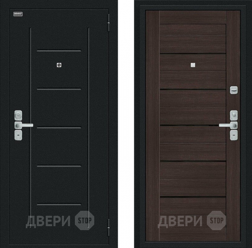 Входная металлическая Дверь Bravo Райт Букле черное/Wenge Veralinga в Краснознаменске