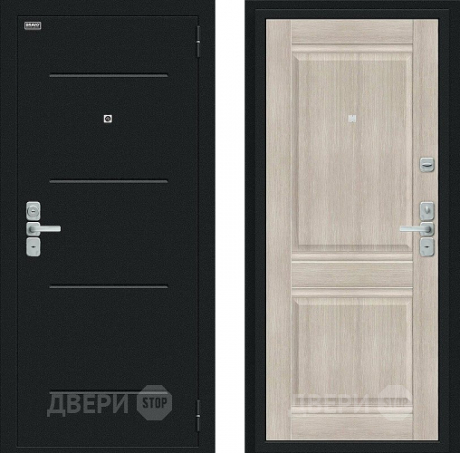 Входная металлическая Дверь Bravo Нео Букле черное/Cappuccino Veralinga в Краснознаменске