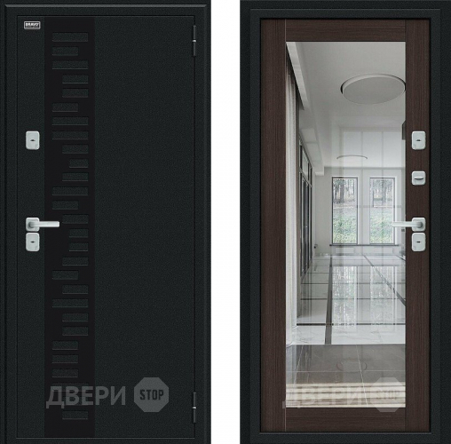 Входная металлическая Дверь Bravo Thermo Флэш Декор Букле черное/Wenge Veralinga в Краснознаменске