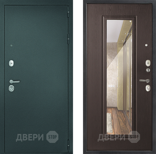 Входная металлическая Дверь Дверной Континент Рубикон Серебро Зеркало Венге в Краснознаменске