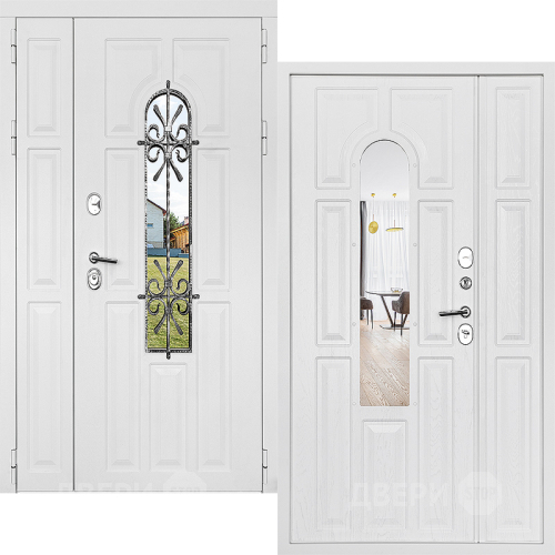 Входная металлическая Дверь Дверной Континент Лион Двустворчатая Белая в Краснознаменске
