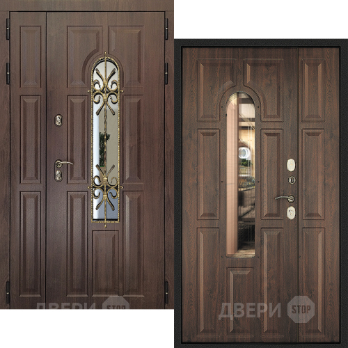 Входная металлическая Дверь Дверной Континент Лион Двустворчатая Темный орех в Краснознаменске
