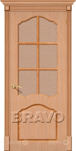 Межкомнатная дверь со стеклом Каролина (Дуб) в Краснознаменске