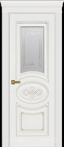 Межкомнатная дверь Дверь Премьер ДО, белая эмаль, патина золото, мателюкс с фрезеровкой в Краснознаменске