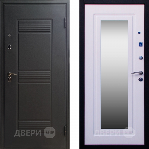 Входная металлическая Дверь СТОП ЗЕРКАЛО Ясень Белый в Краснознаменске