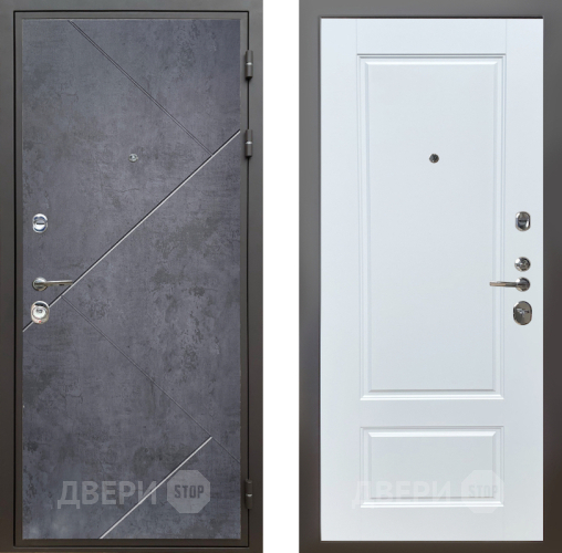 Входная металлическая Дверь Шелтер (SHELTER) Комфорт Бетон урбан индиго 4 Белый матовый в Краснознаменске