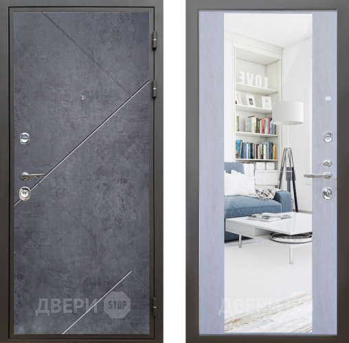 Входная металлическая Дверь Шелтер (SHELTER) Комфорт Бетон урбан индиго 12 с зеркалом Дуб филадельфия крем в Краснознаменске