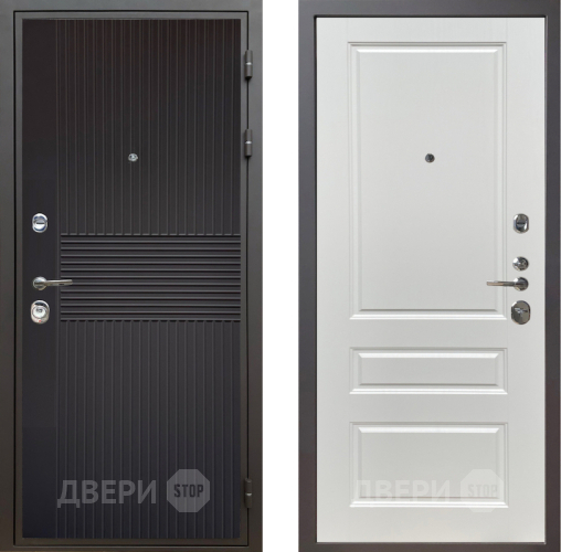 Входная металлическая Дверь Шелтер (SHELTER) Комфорт Черная шагрень 1 Белый ясень в Краснознаменске