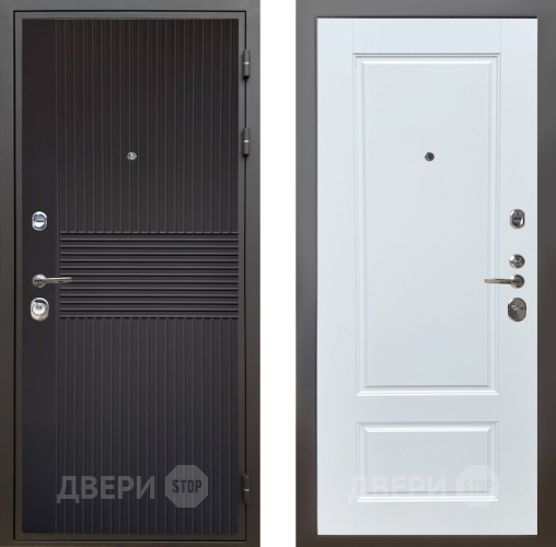 Входная металлическая Дверь Шелтер (SHELTER) Комфорт Черная шагрень 4 Белый матовый в Краснознаменске