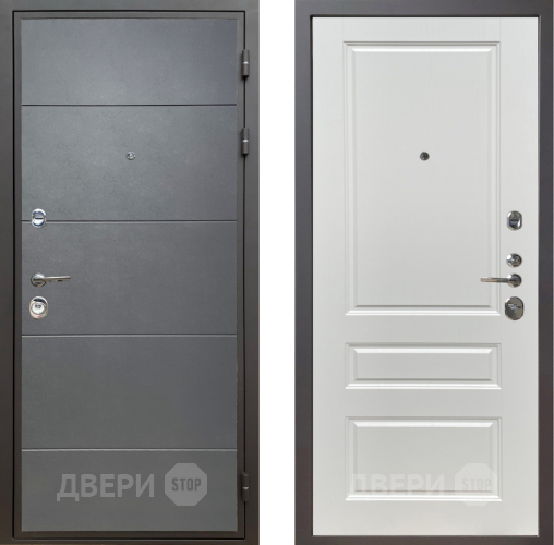 Входная металлическая Дверь Шелтер (SHELTER) Комфорт Лофт графит 1 Белый ясень в Краснознаменске