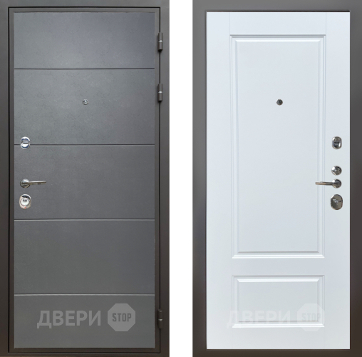 Входная металлическая Дверь Шелтер (SHELTER) Комфорт Лофт графит 4 Белый матовый в Краснознаменске