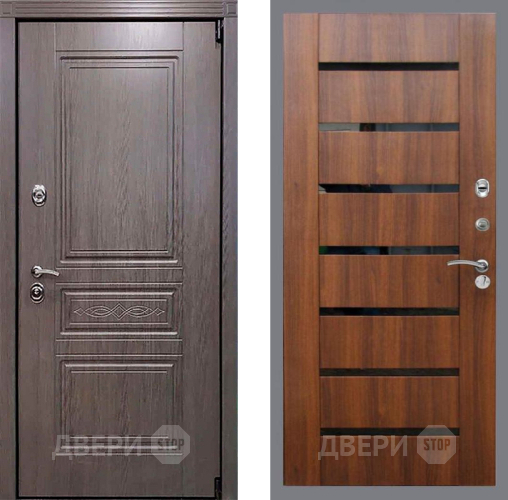 Входная металлическая Дверь Рекс (REX) Пренмиум-S СБ-14 стекло черное Орех бренди в Краснознаменске