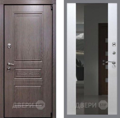 Входная металлическая Дверь Рекс (REX) Пренмиум-S СБ-16 Зеркало Белый ясень в Краснознаменске