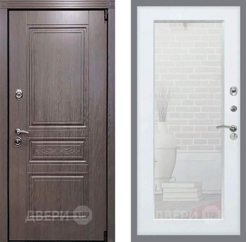 Входная металлическая Дверь Рекс (REX) Пренмиум-S Зеркало Пастораль Белый ясень в Краснознаменске