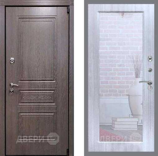 Входная металлическая Дверь Рекс (REX) Пренмиум-S Зеркало Пастораль Сандал белый в Краснознаменске