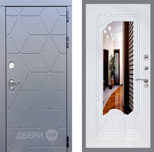 Входная металлическая Дверь Стоп КОСМО ЗкркалоФЛ-147 Ясень белый в Краснознаменске