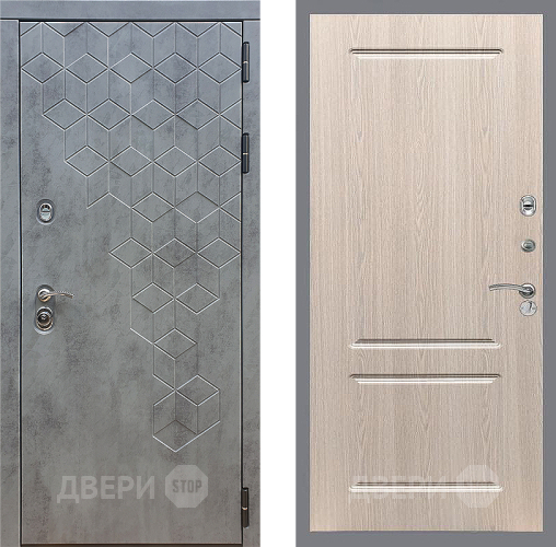 Входная металлическая Дверь Стоп БЕТОН ФЛ-117 Беленый дуб в Краснознаменске