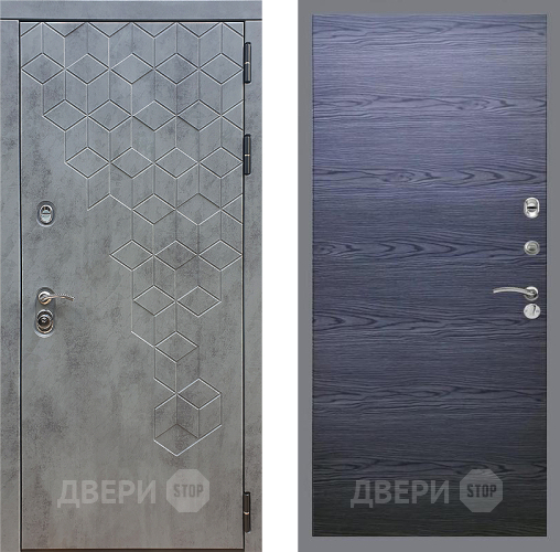 Входная металлическая Дверь Стоп БЕТОН Гладкая Дуб тангенальный черный в Краснознаменске