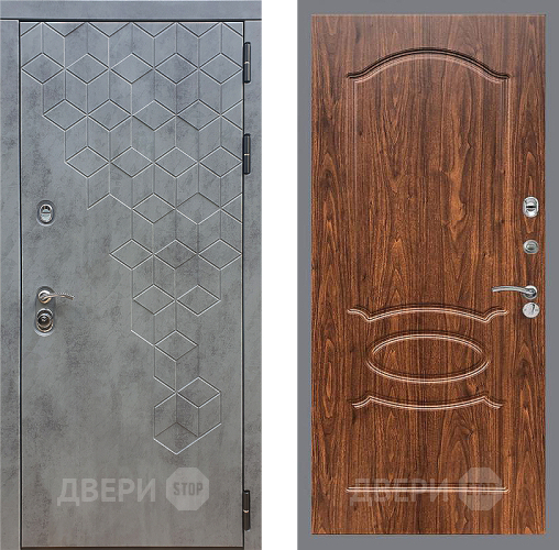 Входная металлическая Дверь Стоп БЕТОН ФЛ-128 орех тисненый в Краснознаменске