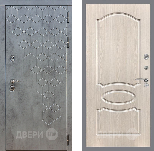 Входная металлическая Дверь Стоп БЕТОН ФЛ-128 Беленый дуб в Краснознаменске