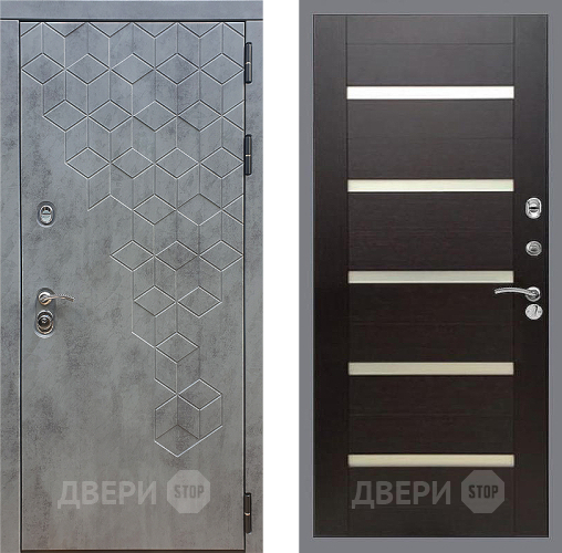 Входная металлическая Дверь Стоп БЕТОН СБ-14 венге поперечный в Краснознаменске