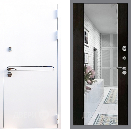 Входная металлическая Дверь Стоп Лайн Вайт Зеркало СБ-16 Венге в Краснознаменске